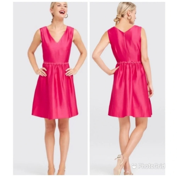 Draper James Gracie Silk V-neck Dress Raspberry Pink Sz 6 - Picture 9 of 9